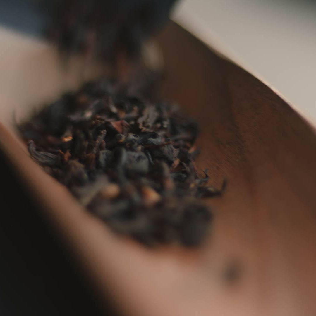 Frische Darjeeling Grey Schwarzteeblätter direkt aus der Packung